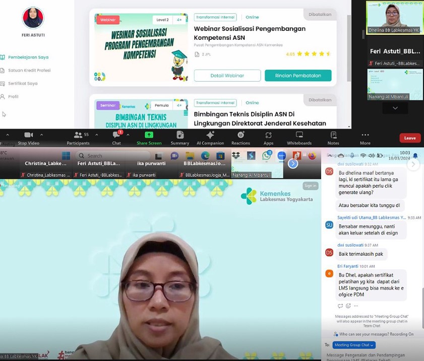 Dukung Peningkatan Kompetensi SDM, Pegawai BB Labkesmas Yogyakarta Ikuti Workshop Penggunaan Ruang Belajar Digital Plataran Sehat